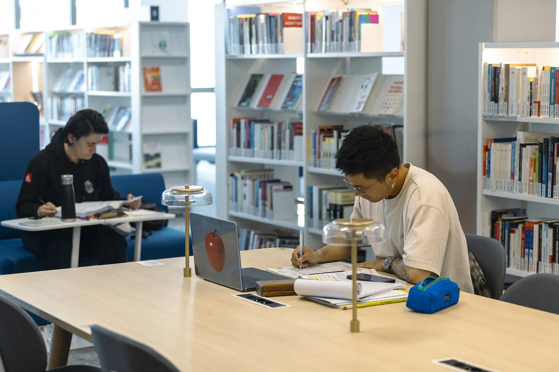 diplome-emlyon-chels Des étudiants d'emlyon business school dans la bibliothèque de l'École
