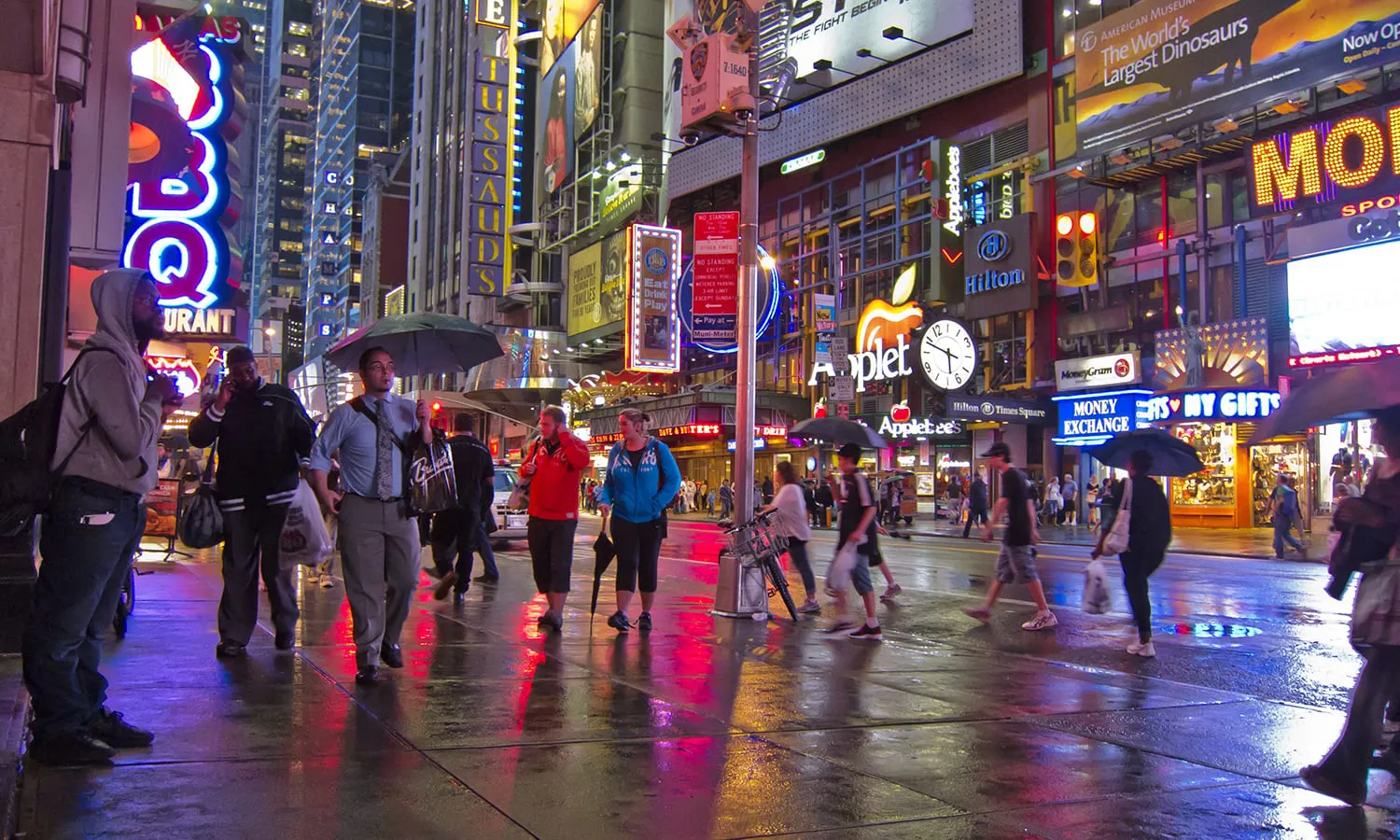 A group of people at Times Square, New York.