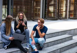 Students on the steps