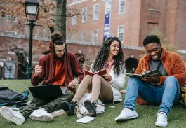 Students on the grass