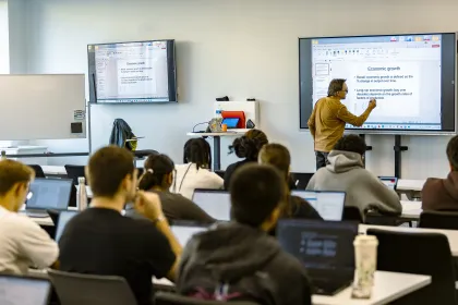Some students of emlyon business school during their class
