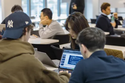 Students in a classroom, at emlyon business school