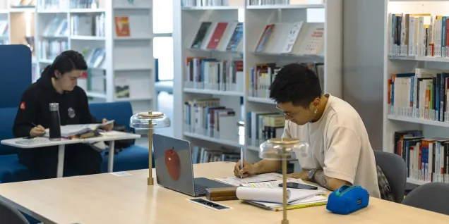 diplome-emlyon-chels Des étudiants d'emlyon business school dans la bibliothèque de l'École