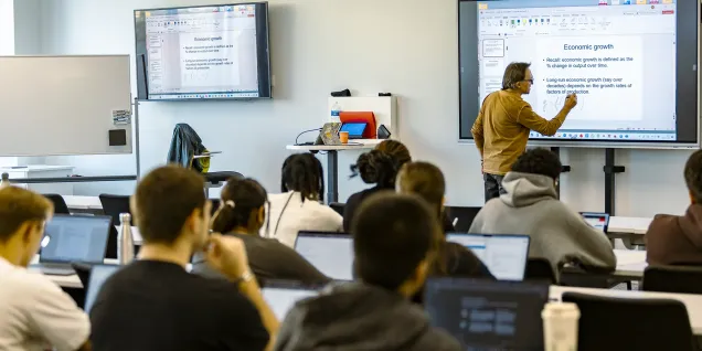 Some students of emlyon business school during their class