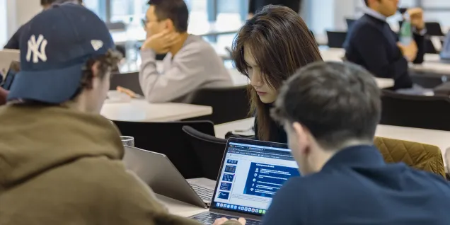 Students in a classroom, at emlyon business school