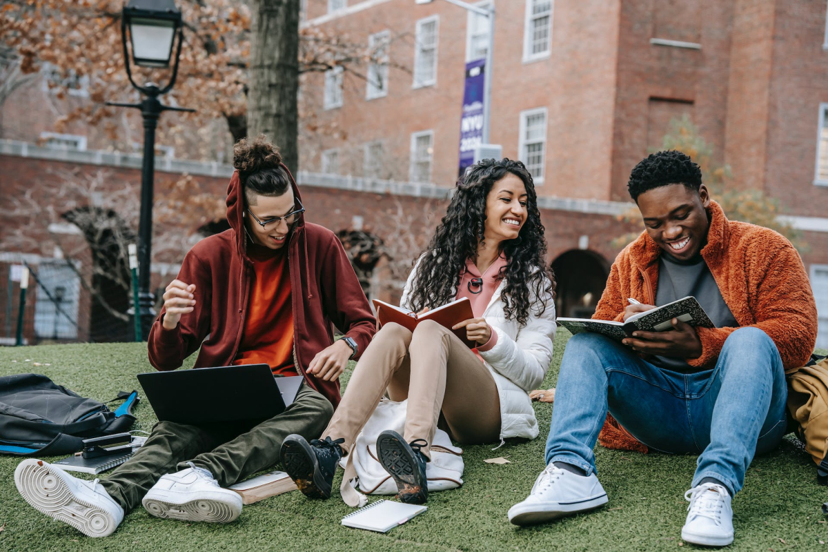 Students on the grass