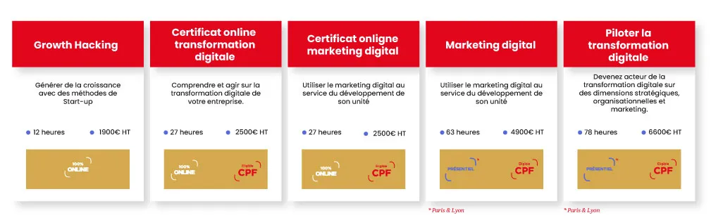 Digital au cœur de stratégie - Offre de formations Digital au cœur de stratégie - Offre de formations