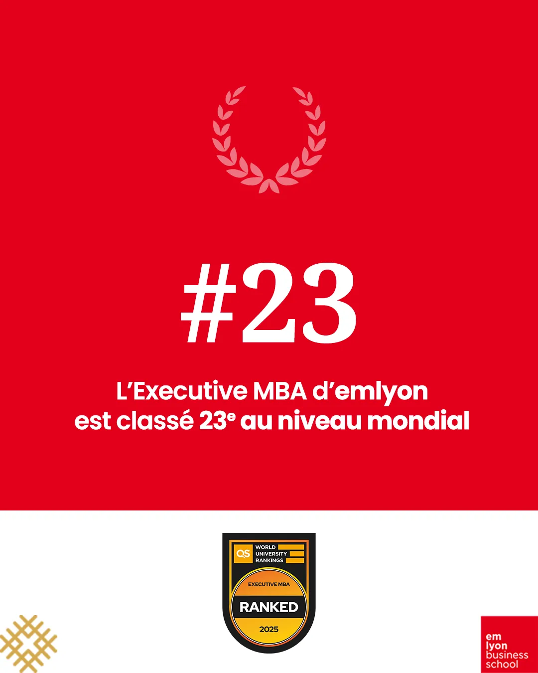 L’Executive MBA est 23e mondial au QS EMBA Ranking L’Executive MBA est 23e mondial au QS EMBA Ranking
