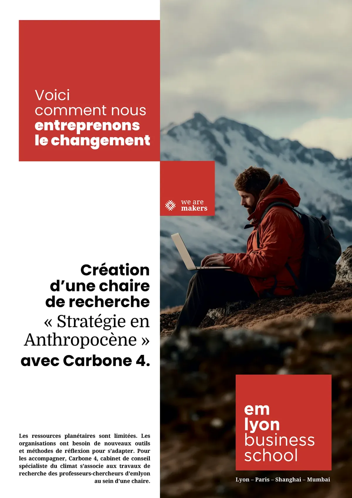 Création d'une chaire de recherche "Stratégie en Anthropocène" avec Carbone 4. Création d'une chaire de recherche "Stratégie en Anthropocène" avec Carbone 4.