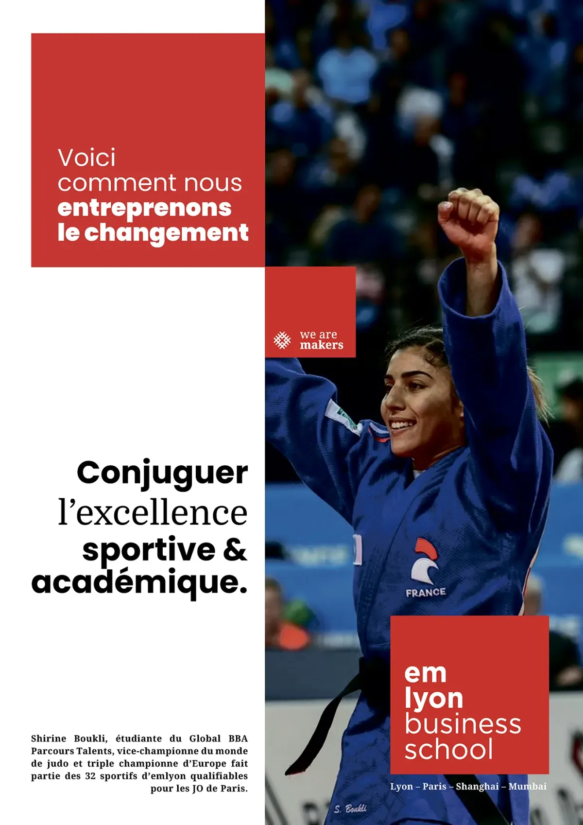 Shirine Boukli, étudiante du Global BBA Parcours Talents d'emlyon et judoka Shirine Boukli, étudiante du Global BBA Parcours Talents d'emlyon et judoka