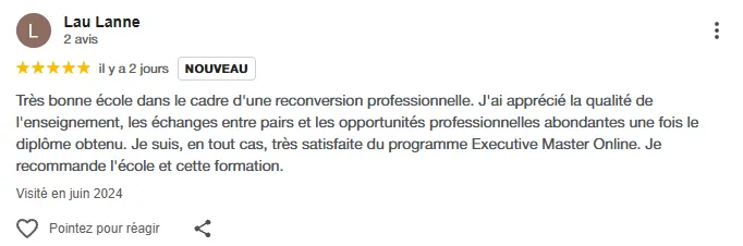 Avis Google Executive Master Management Online