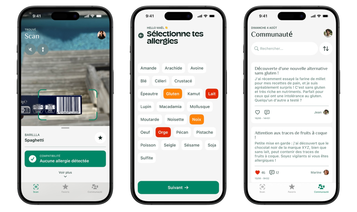 Una capture d'écran de l'application Allergenius