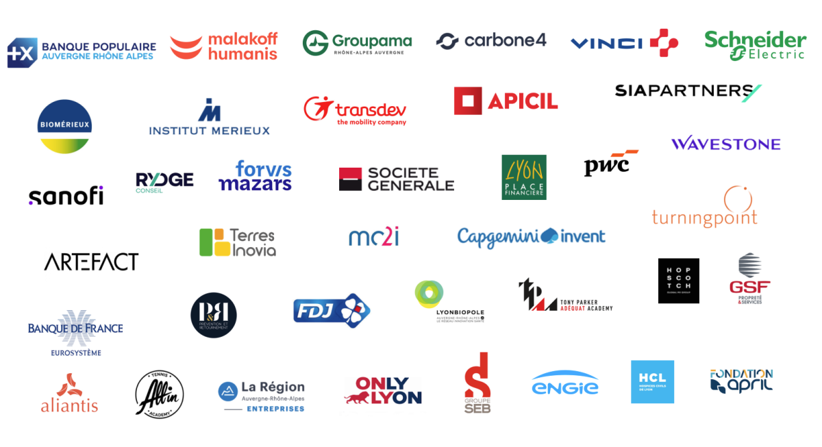 Les logos des entreprises partenaires d'emlyon business school