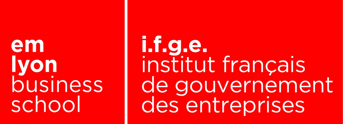 Logo conjoint de emlyon business school et de l’IFGE – Institut Français de Gouvernement des Entreprises