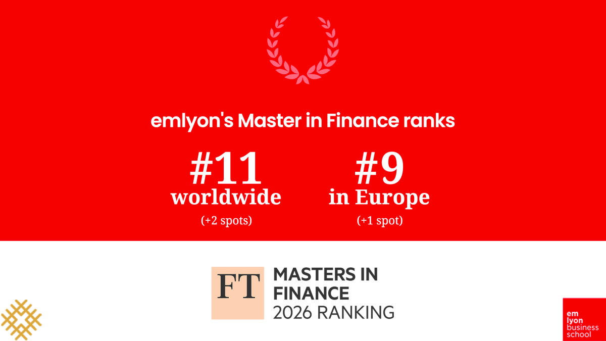 Image of the emlyon MSc in Finance FT ranking: 11th worldwide and 9th in Europe