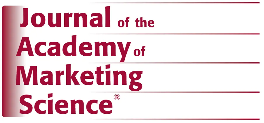 Journal of the Academy of Marketing Science logo with maroon text on a white background, featuring horizontal lines separating the title.
