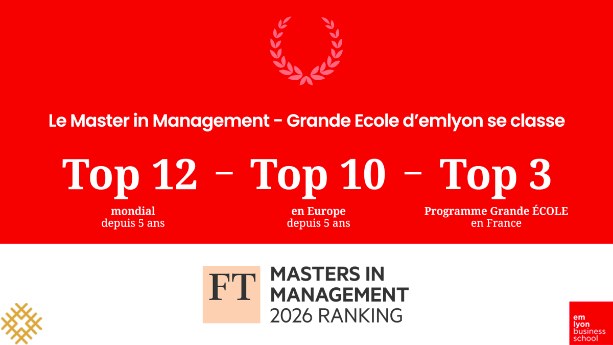 Le visuel du classement FT 2026 d'emlyon business school