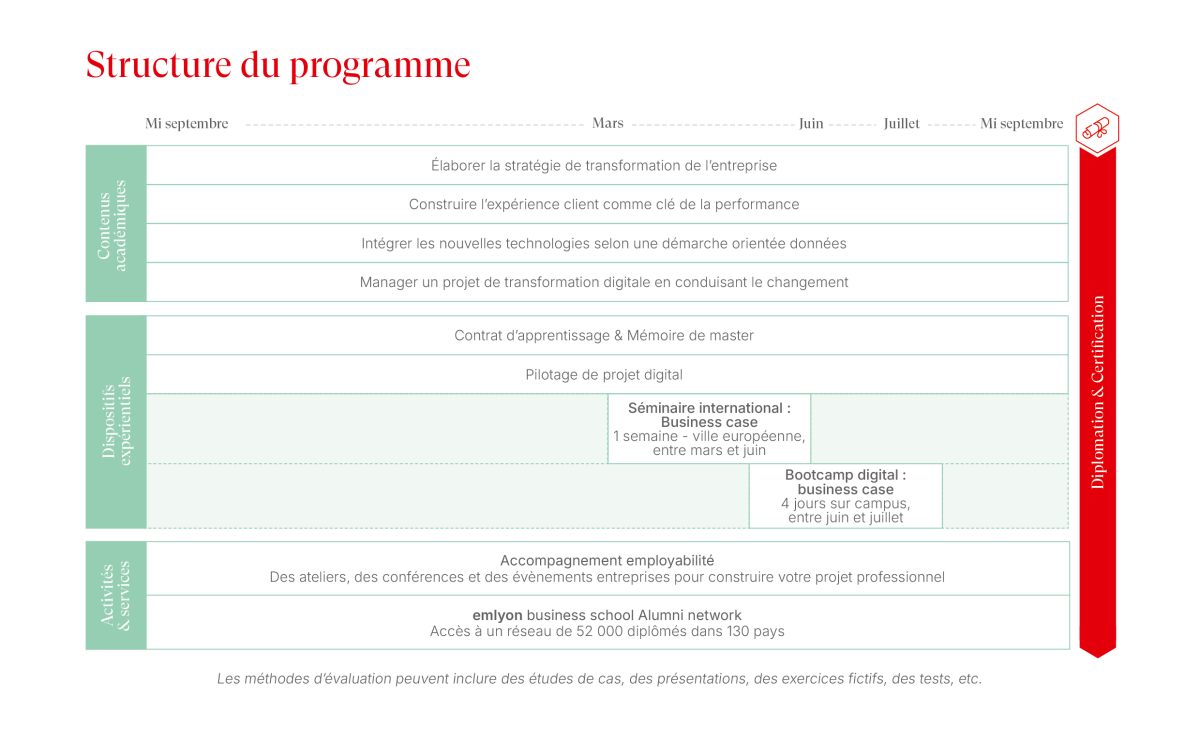 Structure programme Mastère Spécialisé Transformation Digitale, Marketing & Stratégie