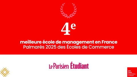 Classement d'emlyon dans le Parisien Etudiants 2025 Le PGE d’emlyon est 4e au Palmarès du Parisien