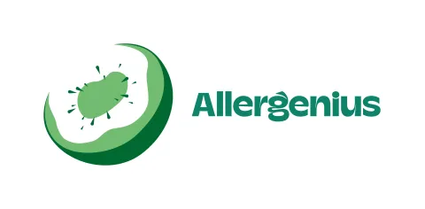 Logo de l'application "Allergenius" représentant une icône verte stylisée liée aux allergies.