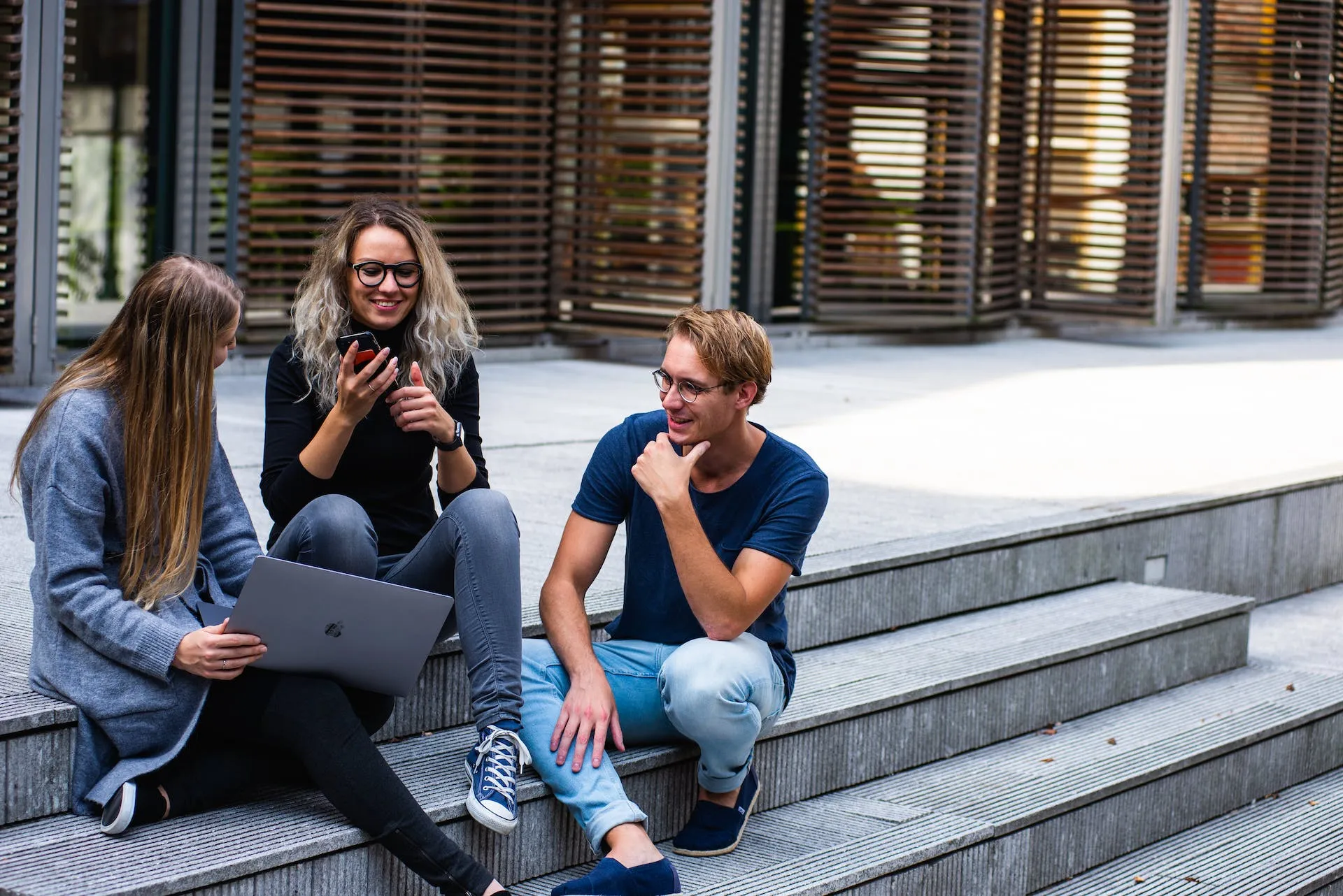 Students on the steps